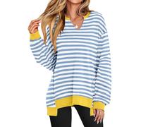 Générique Womens Oversized Sweatshirt V Neck Long Sleeve Tunic Lightweight Pullover, 2025 Fashion Outfits, for Woman (06,Grand)