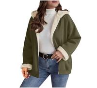 Générique Womens Plaid Shacket Jacket Sherpa Lined Flannel Jackets Oversized Winter Warm Zip Up Fleece Hoodies Coat Outwear (B Green,TTG)