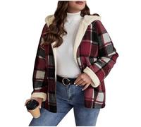 Générique Womens Plaid Shacket Jacket Sherpa Lined Flannel Jackets Oversized Winter Warm Zip Up Fleece Hoodies Coat Outwear (A Purple,S)