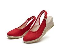 Générique Women's Platform Wedge Sandals 2026 Canvas Wide Width Sandal Comfortable Round Toe Breathable Slip On Womens Sandal Casual Summer Vacation Walking Shoes (Red,42)