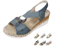 Générique Womens Platform Wedge Sandals Open Toe Casual Dressy Summer Shoes with Arch Support Comfortable Lightweight Sandals for Walking Beach Vacation (blue,38)