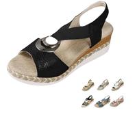 Générique Womens Platform Wedge Sandals Open Toe Casual Dressy Summer Shoes with Arch Support Comfortable Lightweight Sandals for Walking Beach Vacation (black-2,36)