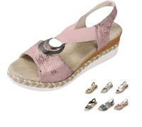 Générique Womens Platform Wedge Sandals Open Toe Casual Dressy Summer Shoes with Arch Support Comfortable Lightweight Sandals for Walking Beach Vacation (pink,37)