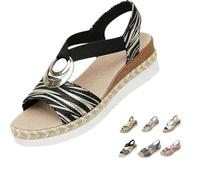 Générique Womens Platform Wedge Sandals Open Toe Casual Dressy Summer Shoes with Arch Support Comfortable Lightweight Sandals for Walking Beach Vacation (black-1,35.5)
