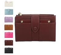 Générique Women's Premium Leather Bifold Wallet, RFID Blocking, Women Bifold Wallet, Compact Card Holder with Zipper Coin Pocket (Wine)