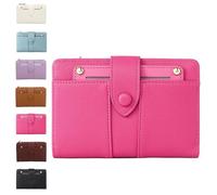 Générique Women's Premium Leather Bifold Wallet, RFID Blocking, Women Bifold Wallet, Compact Card Holder with Zipper Coin Pocket (Rose)
