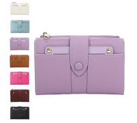 Générique Women's Premium Leather Bifold Wallet, RFID Blocking, Women Bifold Wallet, Compact Card Holder with Zipper Coin Pocket (Purple)