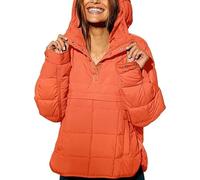 Générique Womens Quilted Pullover Puffer Jacket, Puffer Pullover Jacket Womens, Women's Casual Oversized Puffer Jackets (Orange,3TG)