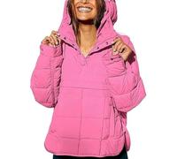Générique Womens Quilted Pullover Puffer Jacket, Puffer Pullover Jacket Womens, Women's Casual Oversized Puffer Jackets (Rose,Grand)