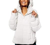 Générique Womens Quilted Pullover Puffer Jacket, Puffer Pullover Jacket Womens, Women's Casual Oversized Puffer Jackets (White,TG)
