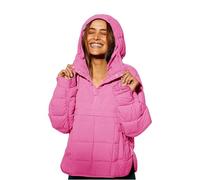 Générique Women's Quilted Pullover Puffer Jacket, Womens Oversized Puffer Jacket, Warm Winter Down Jackets (Pink,3TG)