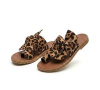 Générique Women's Rainbow Flat Sandals. Slip On Bowknot Open Toe Slides. Vacation Beach Travel Shoes. Arch Support Non-slip Wear-resistant. Big Toe Bone Correction for Bunion (Leopard Print,40)