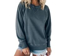 Générique Women's Ribbed Accent Pocketed Pullover, Instantaneou Sweatshirt, Fall Batwing Sleeve Ribbed Pullover with Pockets (Dark Gray)