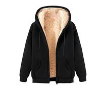 Générique Womens Sherpa Zip Up Jacket Fleece Sherpa Lined Jacket Fall&Winter Casual Warm Plain Coats Oversized Comfort Hoodie (5,M)
