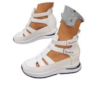 Générique Womens Side Zipper Adjustable Hook and Loop Comfortable Lightweight Casual Hollow Out Breathable Wedge Sandals (White,41)