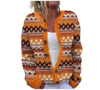Générique Women's Single Plush Art Print Comfortable Knitted Cardigan Manteaux Courts pour Femmes