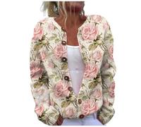 Générique Women's Single Plush Art Print Comfortable Knitted Cardigan Manteaux Courts pour Femmes