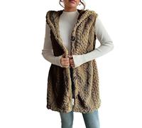 Générique Womens Sleeveless Sherpa Vest Long Sleeveless Jacket Casual Warm Zip Up Fuzzy Fleece Cardigan Sweater (7,S)
