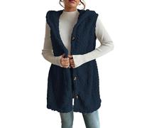 Générique Womens Sleeveless Sherpa Vest Long Sleeveless Jacket Casual Warm Zip Up Fuzzy Fleece Cardigan Sweater (8,Grand)