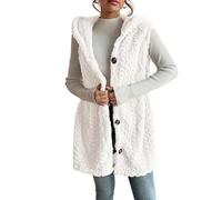 Générique Womens Sleeveless Sherpa Vest Long Sleeveless Jacket Casual Warm Zip Up Fuzzy Fleece Cardigan Sweater (5,Grand)