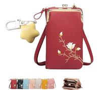 Générique Women's Sling Cross-Body Wallet, Indefinitet Women Sling Cross-Body Wallet With Mobile Cell Phone Holder, Large Crossbody Bags for Women Travel (Red)