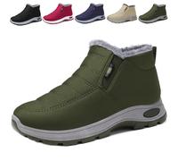 Générique Women's Snow Boots Warm Sheepskin-Lined Boots, Winter Ankle Comfortable Slip on Short Snow Fur Lined Boots (Green,37)