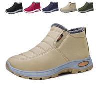 Générique Women's Snow Boots Warm Sheepskin-Lined Boots, Winter Ankle Comfortable Slip on Short Snow Fur Lined Boots (Khaki,43)