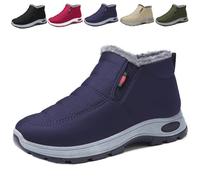 Générique Women's Snow Boots Warm Sheepskin-Lined Boots, Winter Ankle Comfortable Slip on Short Snow Fur Lined Boots (Blue,42)