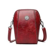 Générique Women's Soft Leather Mobile Phone Bag Messenger Bag, Small Crossbody Bags, Leather Shoulder Purses (Red)
