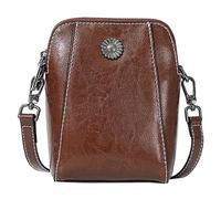 Générique Women's Soft Leather Mobile Phone Bag Messenger Bag, Soft Leather Mobile Phone Bags, Shoulder Purse for Women (Coffee brown)