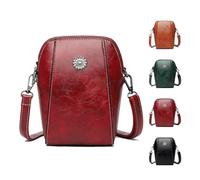 Générique Women's Soft Leather Mobile Phone Bag Messenger Bags, Mini Messenger Shoulder Purses for Daily Casual (Red)