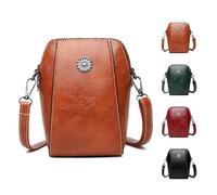 Générique Women's Soft Leather Mobile Phone Bag Messenger Bags, Mini Messenger Shoulder Purses for Daily Casual (Brown)