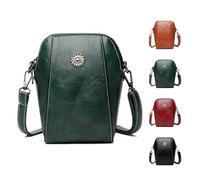 Générique Women's Soft Leather Mobile Phone Bag Messenger Bags, Mini Messenger Shoulder Purses for Daily Casual (Green)