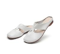 Générique Women's Soft Sole Knot Mules, Lightweight Round Toe Backless Non-Slip Sandals, Hollow Out Breathable Flats (Beige,41)