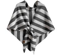 Générique Women's Solid Color Scarf with Loop Closure, Soft Knitted Blend Scarf Cape, Casual Soft Comfortable Shawl Daily Wear (Grey-B)