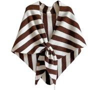 Générique Women's Solid Color Scarf with Loop Closure, Soft Knitted Blend Scarf Cape, Casual Soft Comfortable Shawl Daily Wear (Brown-B)