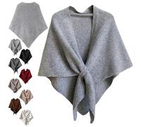 Générique Women's Solid Color Scarf with Loop Closure, Soft Knitted Blend Scarf Cape, Casual Soft Comfortable Shawl Daily Wear (Grey-A)