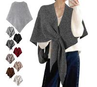 Générique Women's Solid Color Scarf with Loop Closure, Soft Knitted Blend Scarf Cape, Casual Soft Comfortable Shawl Daily Wear (Dark Gray)