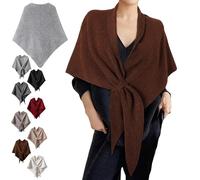Générique Women's Solid Color Scarf with Loop Closure, Soft Knitted Blend Scarf Cape, Casual Soft Comfortable Shawl Daily Wear (Brown-A)
