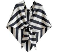 Générique Women's Solid Color Scarf with Loop Closure, Soft Knitted Blend Scarf Cape, Casual Soft Comfortable Shawl Daily Wear (Black-B)