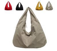 Générique Women's Solid Color Textured Draped Tote Bag, Large Capacity Fashion Versatile Shoulder Bag, Casual Canvas Tote Bag (Khaki)