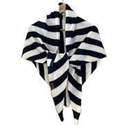 Générique Women's Solid Color Wool Blend Shawl,Pashmina Shawl Wraps for Women Cardigan Cape Wool Cashmere,for Evening Dresses (Striped Navy)