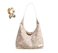 Générique Women's Stylish Flowers Print Shoulder Bag,Retro Casual PU Handbag,Large Capacity Versatile Underarm Satchel with Pouch