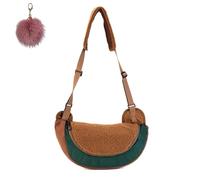 Générique Womens Stylish Plush Dumpling Shoulder Bag,Large Capacity Cute Furry Crossbody Bag,Quilted Hobo Purse Handbag