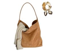 Générique Women's Suede Hobo Tote Bag, Casual Slouchy Shoulder Bag, Stylish Large Capacity Purse Handbag with Magnetic Closure