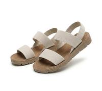 Générique Women's Summer Orthopedic Flat Sandals, Breathable Open-Toe Elastic Ankle Strap Slingback, Comfortable Casual Walking Shoes for Beach, Vacation, Party, Outdoor & Work (Beige,41)