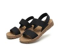 Générique Women's Summer Orthopedic Flat Sandals, Breathable Open-Toe Elastic Ankle Strap Slingback, Comfortable Casual Walking Shoes for Beach, Vacation, Party, Outdoor & Work (Black,41)