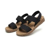 Générique Women's Summer Orthopedic Flat Sandals, Breathable Open-Toe Elastic Ankle Strap Slingback, Comfortable Casual Walking Shoes for Beach, Vacation, Party, Outdoor & Work (Black,38)