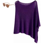 Générique Womens Summer Poncho Tops,Elegant Lightweight Sheer Open Knit Mesh Shawl,Asymmetric Batwing Knit Crochet Beach Cover