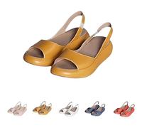 Générique Women's Summer Sandals Ultra-Comfy Casual Flat Orthotic Slippers for Shoes Platform Sandals Suitable For All Foot Shapes (Yellow,42)